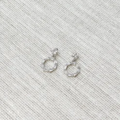 Cubic Zirconia Baguette Circle Dangle Earrings - Silver