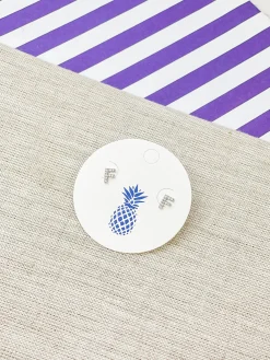 Cubic Zirconia Initial Stud Earrings - White Gold