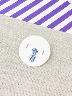 Cubic Zirconia Initial Stud Earrings - White Gold