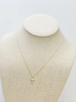 Dainty Gold Crystal Cross Pendant Necklace