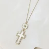 Daisy Cross Pendant Necklace - White
