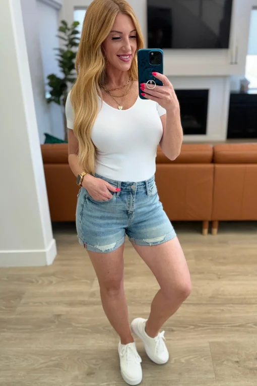 Darlene High Rise Distressed Cuffed Cutoff Shorts by Judy Blue