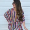 DOORBUSTER: Striped Plisse Tied-Waist Romper - Multi by Sew In Love (Ships in 2-3 Weeks)
