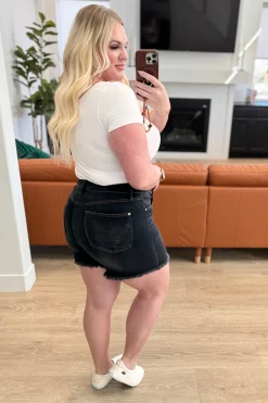 Ember High Rise Control Top Fray Hem Shorts by Judy Blue