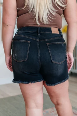 Ember High Rise Control Top Fray Hem Shorts by Judy Blue