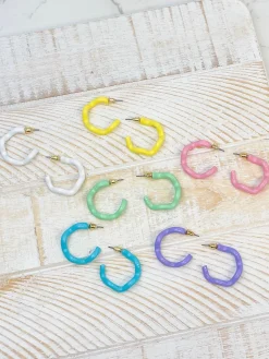 Enamel Coated Hoop Earrings - Green