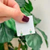 Enamel Heart Huggie Hoop Earring - Green