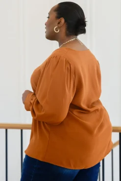 Enjoy This Moment V Neck Blouse In Toffee