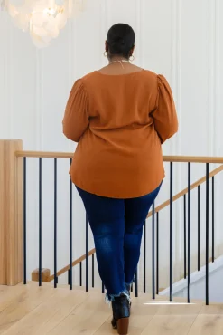 Enjoy This Moment V Neck Blouse In Toffee