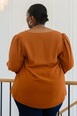 Enjoy This Moment V Neck Blouse In Toffee