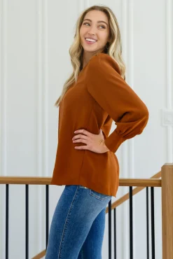 Enjoy This Moment V Neck Blouse In Toffee