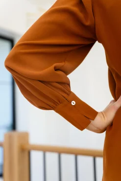 Enjoy This Moment V Neck Blouse In Toffee