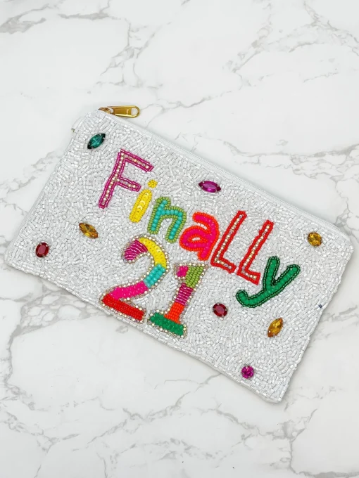 'Finally 21' Beaded Wristlet