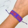 'Game Day' Beaded Adjustable Bracelet - Purple & Orange