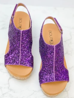 Glitter Carley Wedge by Corky’s - Purple