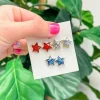 Glittery Star Stud Set of 3 - Patriotic
