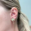 Gold & Rhinestone Palm Tree Stud Earrings