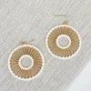 Gold Open Matte Metal Dangle Earrings - Ivory