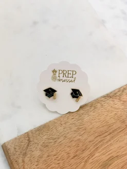 Graduation Cap Signature Enamel Studs by Prep Obsessed