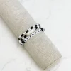 'Grandma' Beaded Stretch Bracelet Set - Black & White