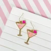 Heart Glitter Martini Dangle Earrings