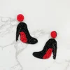 High Heel Beaded Dangle Earrings