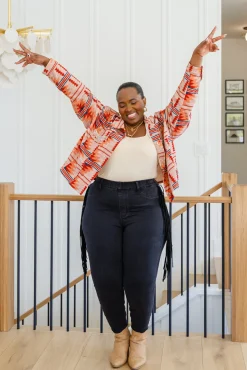 Hilary Side Fringe Skinny Jegging In Black by Judy Blue