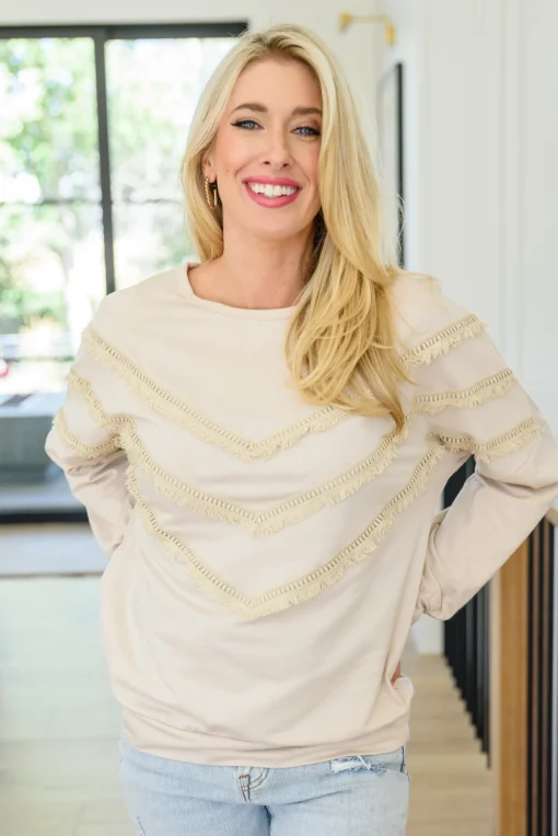Into The Fringe Top in Beige
