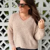 Irish Coffee Knitted Crop V Neck Sweater