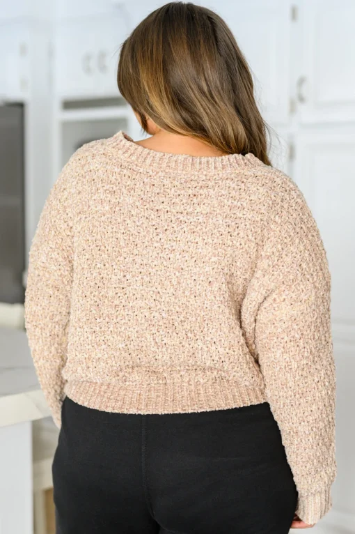 Irish Coffee Knitted Crop V Neck Sweater