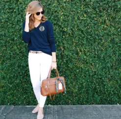 Jules Monogrammed V-Neck Sweater (Ships in 2-3 Weeks)