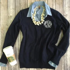 Jules Monogrammed V-Neck Sweater (Ships in 2-3 Weeks)