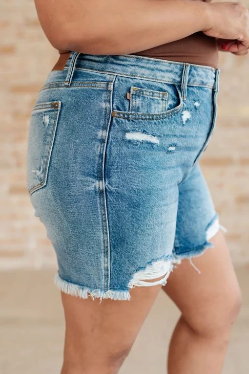 Kara High Rise Rigid Magic Button Fly Cutoff Shorts by Judy Blue