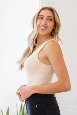 Keep Me Around Bodysuit in Beige