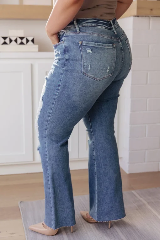 Kiana High Rise Heavy Destroy Flare Jeans by Judy Blue