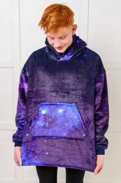 Kids Oversized Hoodie Blanket in Starry Sky