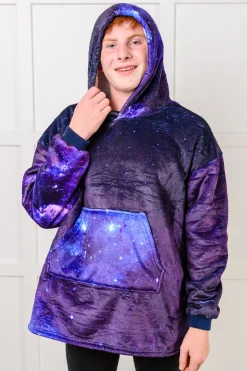 Kids Oversized Hoodie Blanket in Starry Sky