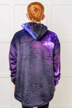 Kids Oversized Hoodie Blanket in Starry Sky