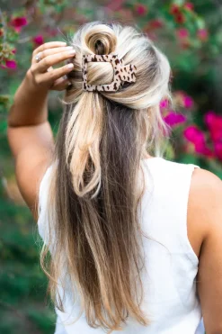 Large Teleties Flat Square Clip - Blonde Tortoise