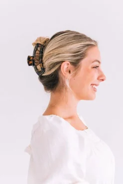 Large Teleties Open Claw Clip - Tortoise