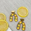 Lemon Horseshoe Wooden Dangle Earrings