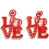 'Love' Baseball Beaded Dangle Earrings
