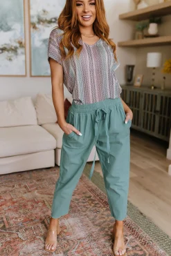 Love Me Dearly High Waisted Pants in Jade