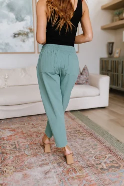 Love Me Dearly High Waisted Pants in Jade