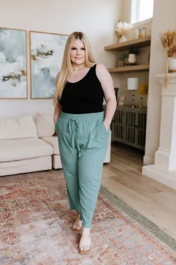Love Me Dearly High Waisted Pants in Jade