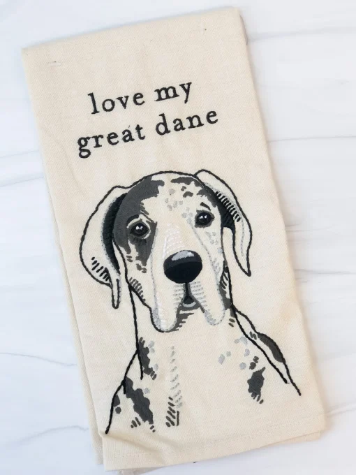 'Love My Great Dane' Dish Towel