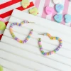 Maddie Rubber Disc Open Heart Hoop Earrings - Purple Multi