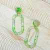 Marbled Acrylic Neon Oval Dangle Earrings - Green