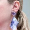 Marbled Angular Geometric Dangle Earrings - Purple