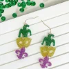 Mardi Gras Mask Glitter Trio Dangle Earrings